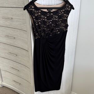 Women’s Size 8 connected apparel black dress with Lace & Shimmer top.